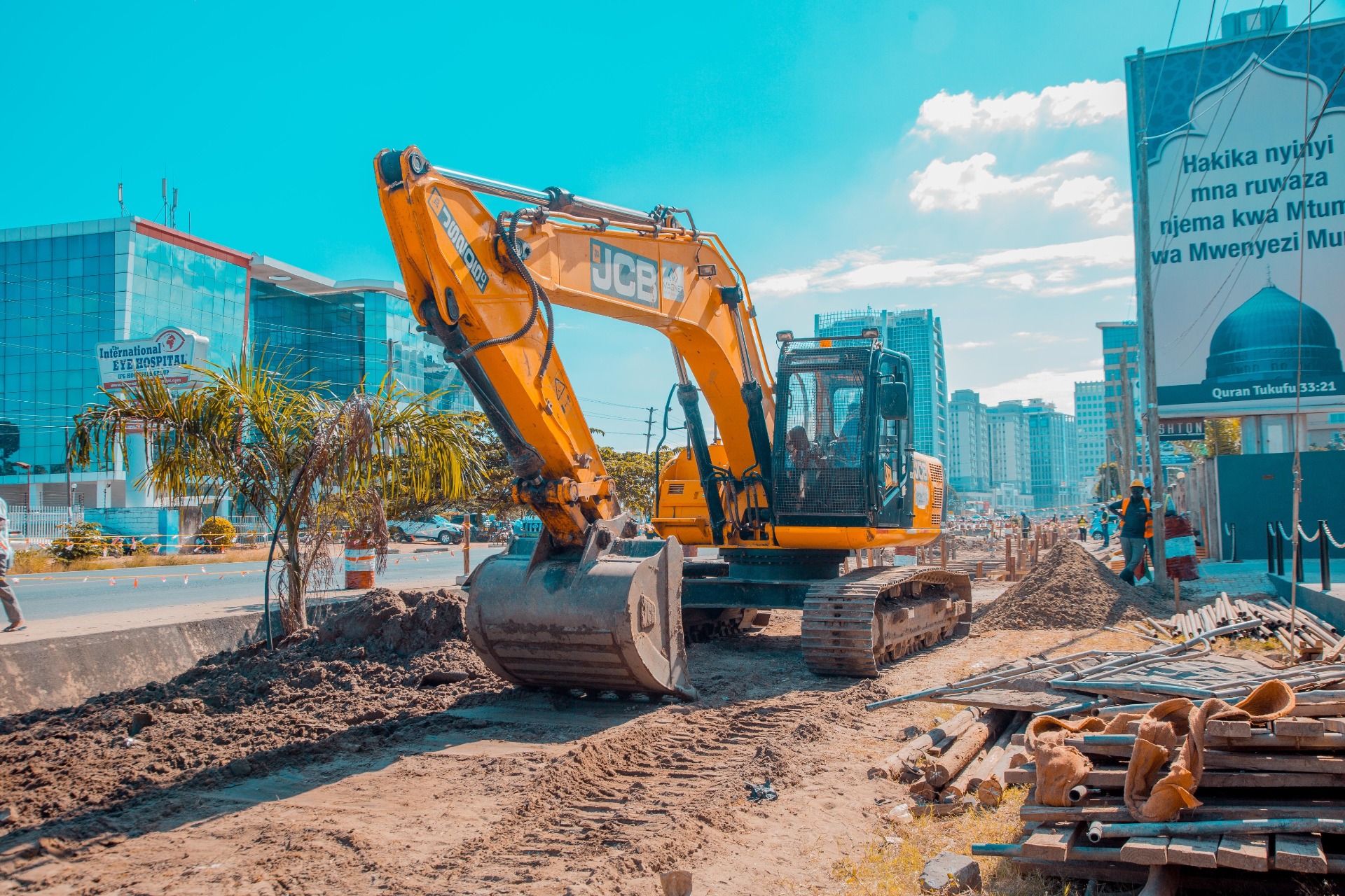 Excavator with bucket