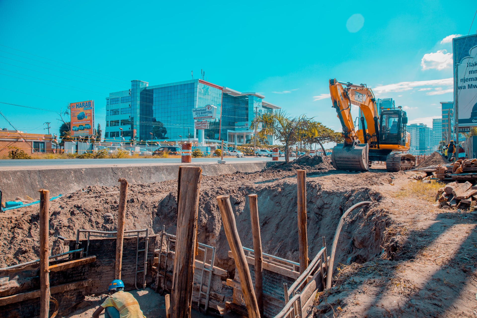 Excavator with bucket